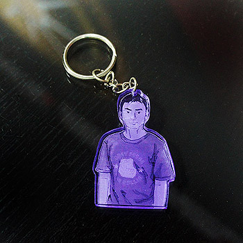 紫色壓克力Q版畫造型切割鑰匙圈(含Q版畫套版)